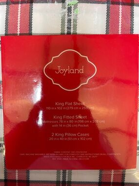 belk Plaid King Sheet Set in Red, Green, White